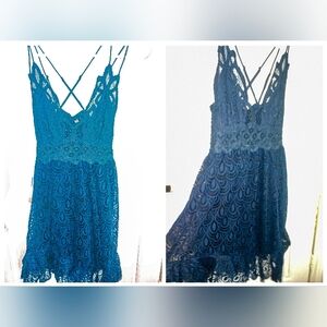 Free People Blue Spaghetti Strap Mini Sundress